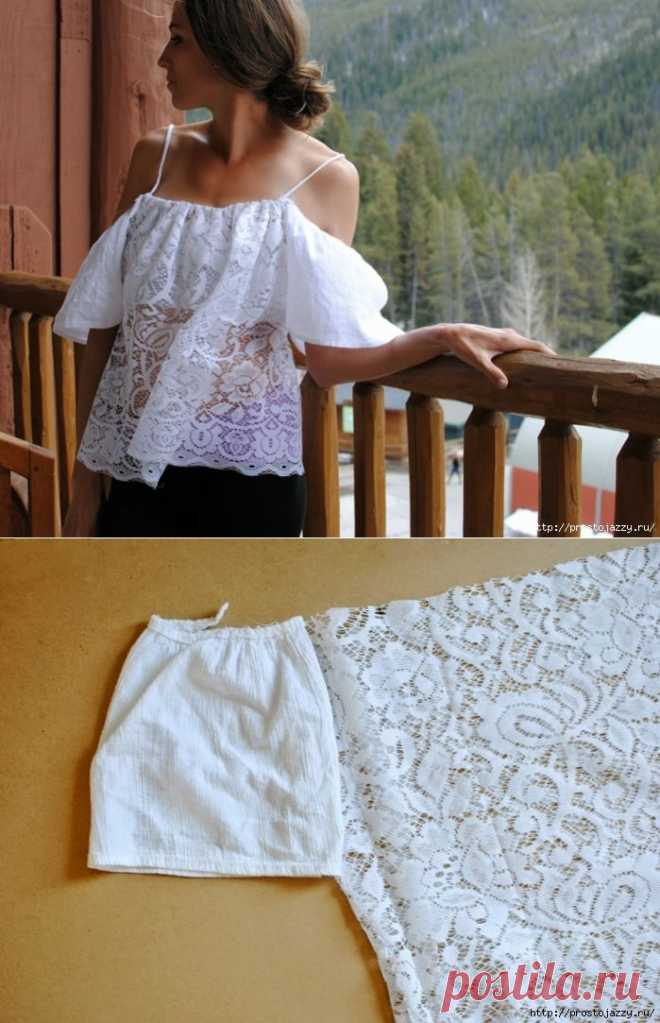 Шикарная летняя блузка из остатков кружева