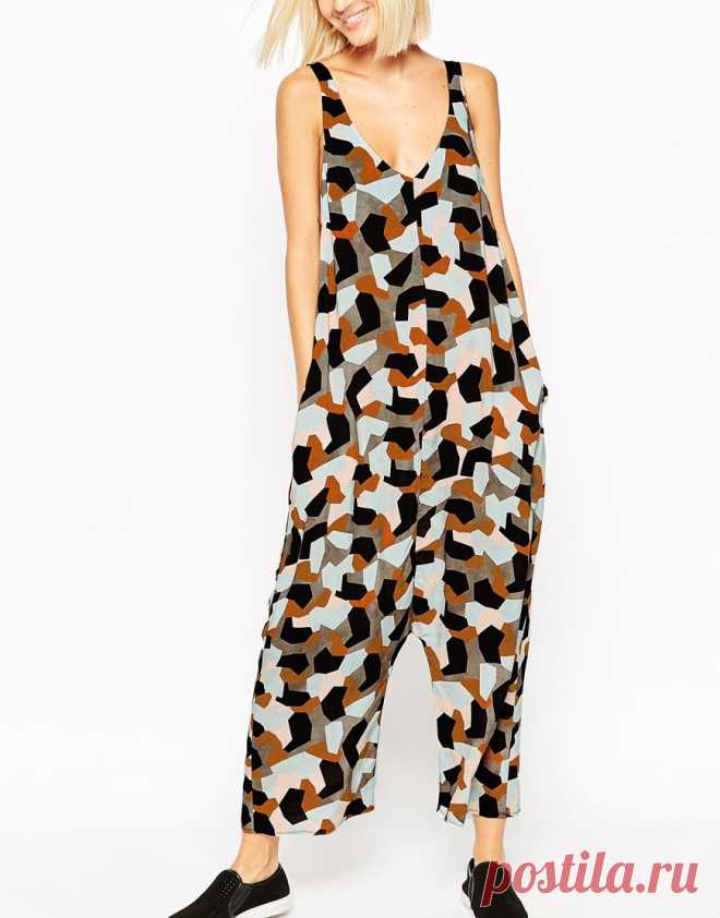 ASOS | ASOS минимальная Крупногабаритные Комбинезон в абстрактном Печать на ASOS