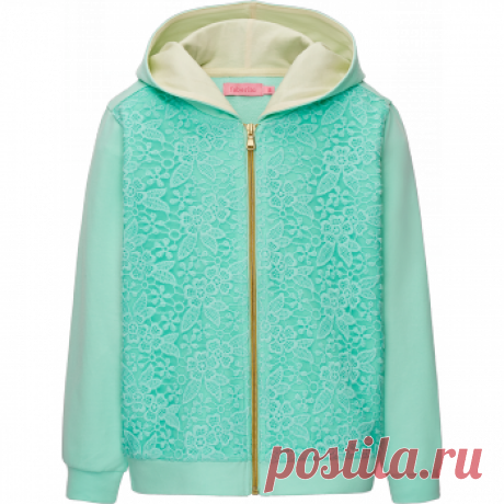 Толстовка на молнии для девочки, цвет аквамарин