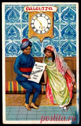 British Trade Card - The Time in Calcutta English & Scottish C.W.S. 