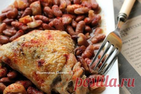 Рагу из курицы с фасолью и запеченным чесноком | Foodbook.su Вариант вкусного сытного ужина...