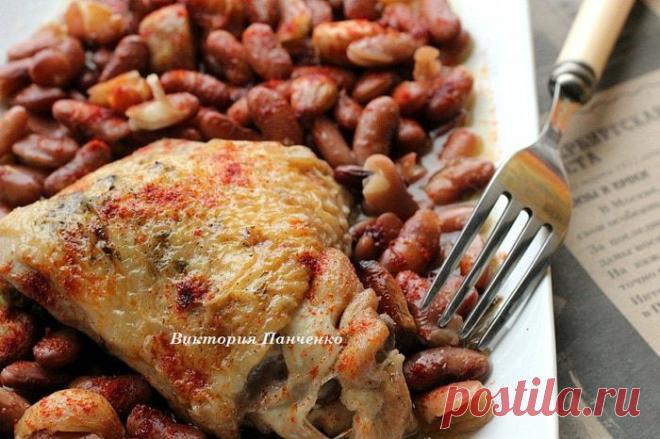 Рагу из курицы с фасолью и запеченным чесноком | Foodbook.su Вариант вкусного сытного ужина...