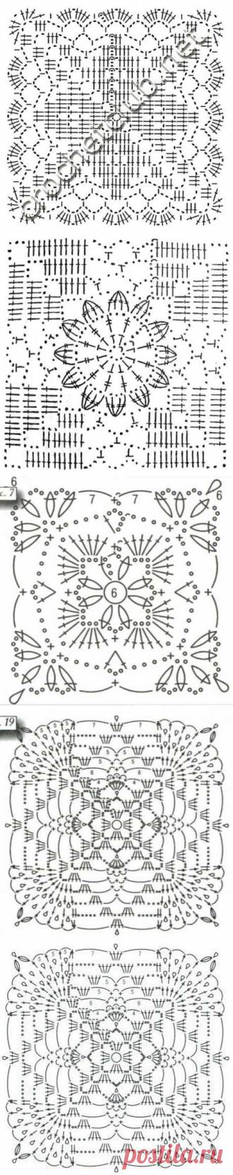 Вязание-крючок-Рисунки и схемы &gt;Мотивы