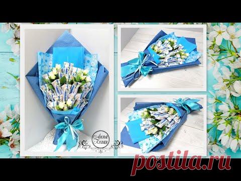 DIY🌺БУКЕТ ИЗ КОНФЕТ Bounty на ЖЕСТКОЙ ОСНОВЕ за 8 минут своими руками🌺Простая сборка🌺Анна Кохан