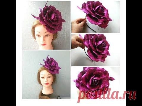 Как сделать  Розу- Шляпку на ободке