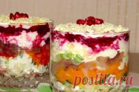 Слоеный салат со скумбрией