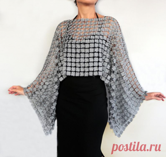 Silver lace tunic 3D embroidery metallic gray shrug bolero | Etsy