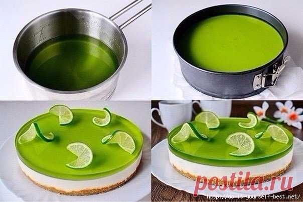 Вкусный желейный торт из киви и сметаны