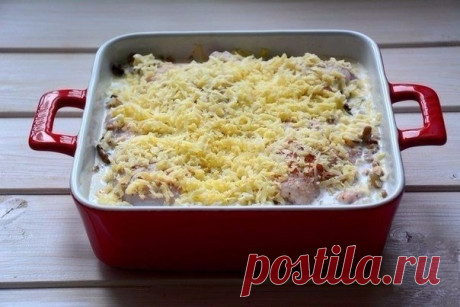 Гречка с курицей, запеченная в сливках