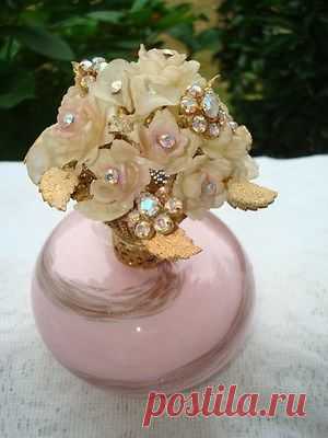 Antique//murano jeweled/floral perfume bottle