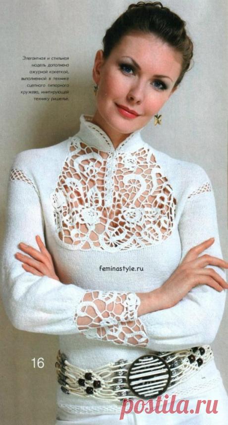 Кофточка с ажурной кокеткой