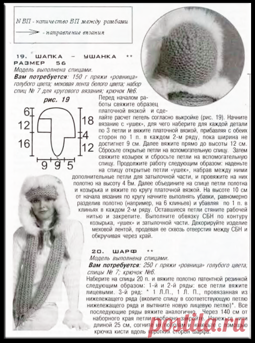 Самая теплая шапка - ушанка с мехом. Вязание спицами