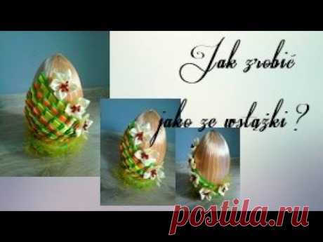 Jak zrobić jajko  metodą kanzashi ze wstązki satynowej ? Trójkątne płatki.