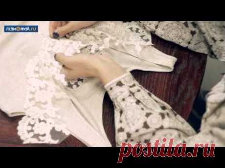 Как декорировать майку кружевом и бусинами - YouTube