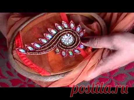 Hand  embroidery:how to attach &amp;sew a applique in   sleeves