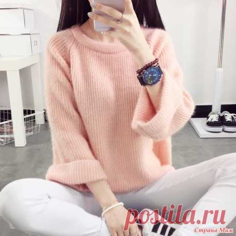 Мохеровый пуловер жемчужной резинкой. - Страна Мам