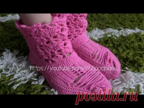 Вязание крючком. Вязаные летние сапоги. Часть 1