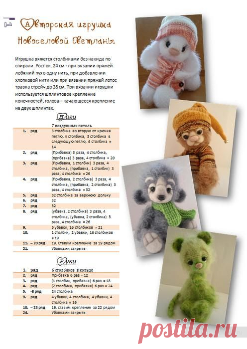 Авторские игрушки Новоселовой Светланы - мастеркласс, вязание крючком