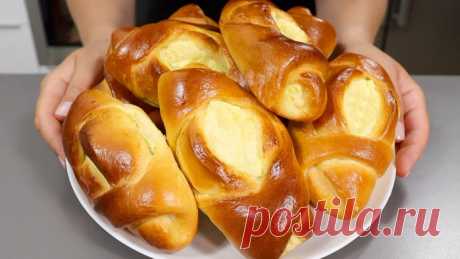 🌸 Воздушные булочки с нежным сдобным тестом и вкусной творожной начинкой