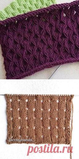 Узор ажурная шахматка спицами