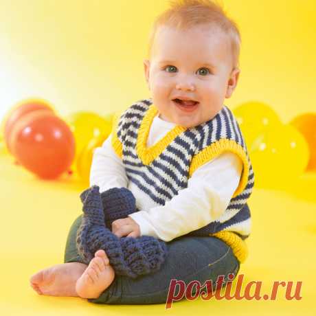 Детская безрукавка в полоску - схема вязания спицами
