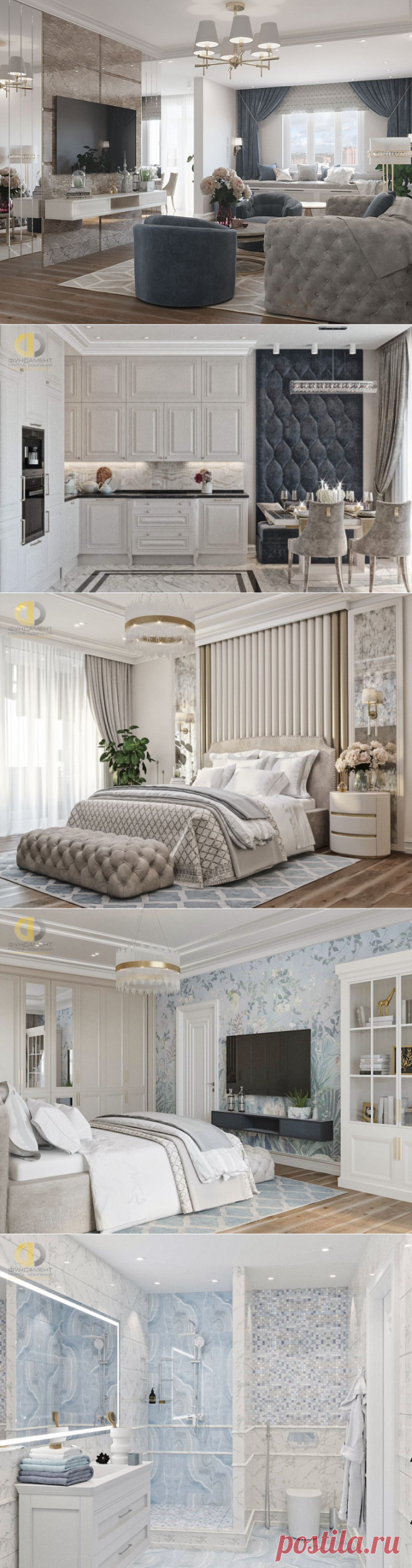 Дизайн интерьера двухкомнатной квартиры 100 кв.м в стиле ар-деко