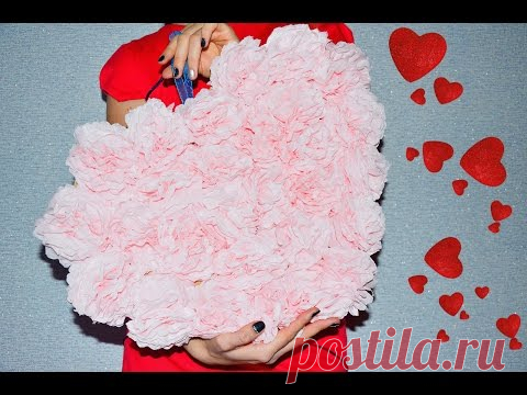 Пышное СЕРДЕЧКО из бумажных помпонов/ БОЛЬШОЕ СЕРДЦЕ из салфеток Своими Руками