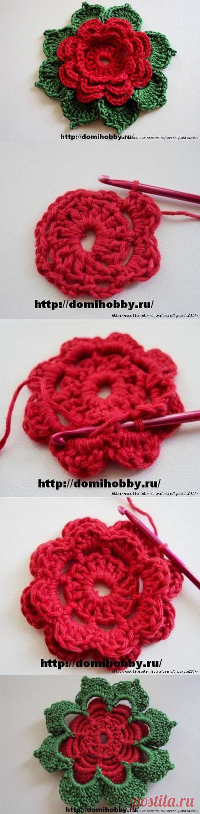 Цветок с листиками крючком