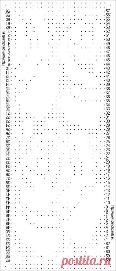 Просмотр рисунка перфокарты с раппортом 24 петли, пересчёт на две фонтуры, печать перфокарты