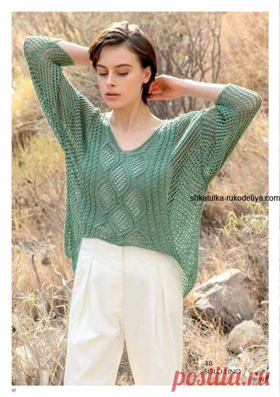 Оригінальні пуловери спицями схеми Жіночий пуловер спицями з описом