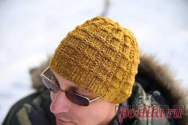 Шапка для мужчины спицами от Ханны