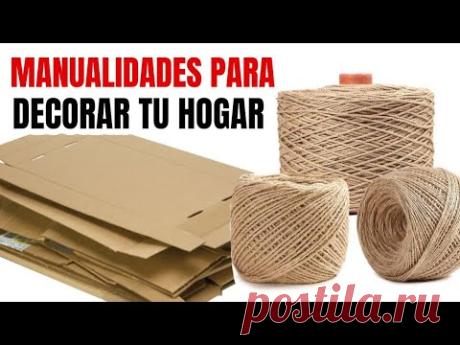 IDEAS DECORATIVAS QUE PUEDES HACER EN CASA| MANUALIDADES CON CUERDA Y CARTON - SHOW DE MANUALIDADES - YouTube