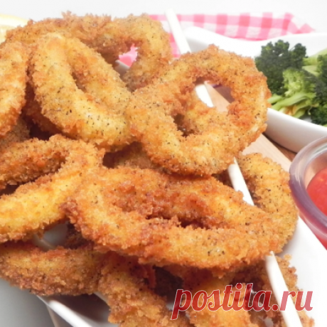 Кальмары жареные, приготовленные на сковороде