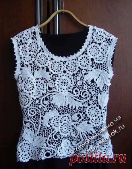 Вязаный топ крючком со схемами. 152 вязаных топа со схемами вязания. - страница 14
