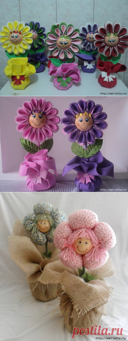 Куколки-цветочки в горшочках