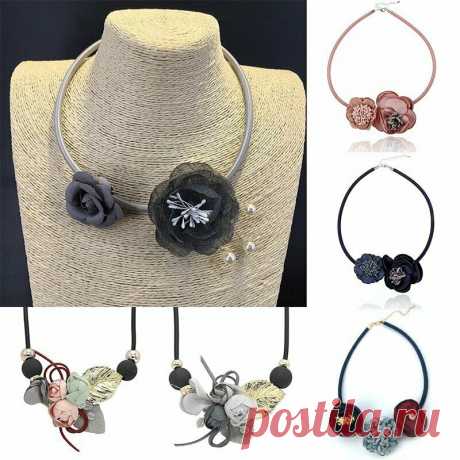 Fashion Women Coth Flowers Pendant Necklace Bib Statement Choker Collar Chunky | eBay