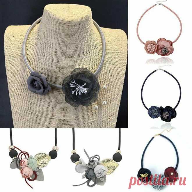 Fashion Women Coth Flowers Pendant Necklace Bib Statement Choker Collar Chunky | eBay