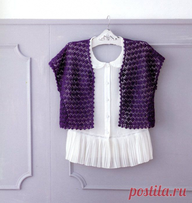 БОЛЕРО С ЦВЕТОЧНЫМ УЗОРОМ КРЮЧКОМ