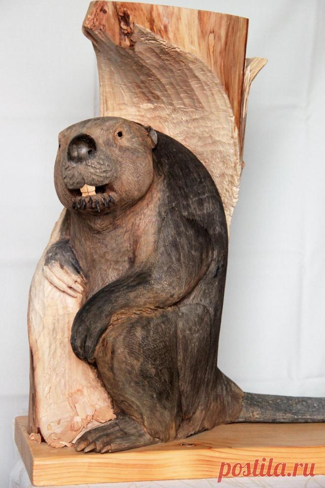 Бобр, выгрызающий себя из дерева, - так затейливо называется эта скульптура. Размер в натуральную величину. Находится в коллекции автора. Выставлена на продажу. Цена 700000 руб.
