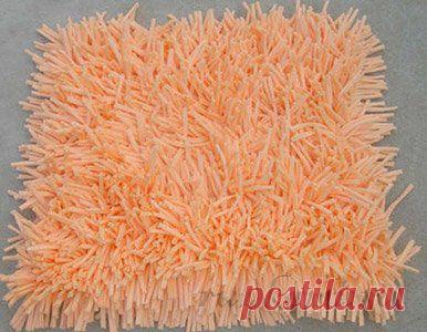 Как делать мохнатый коврик в ванную