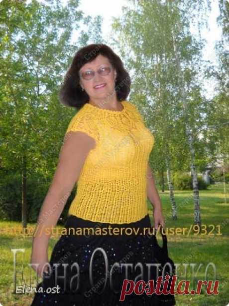 Топ на круглой кокетке с "ананасами". Крючком. Автор МК - Е. Остапенко. / stranamasterov.ru