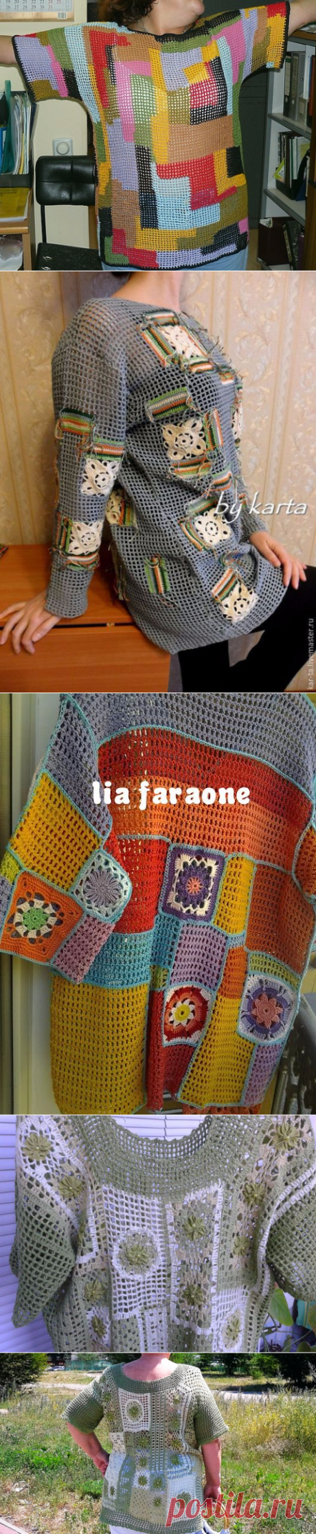 Пэчворк крючком - филейный пэчворк (идеи, схемы)