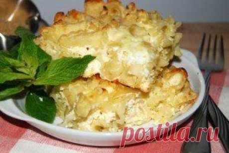 Запеканка с макаронами и творогом.