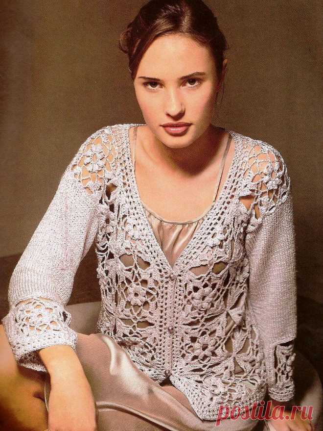 Crochet+knitting jacket Crochet+knitting  jacket, free pattern
