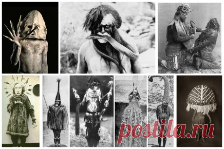 Поразительные шаманские атрибуты в исторических фотографиях (25 фото) | Чёрт побери Согласно религиозным верованиям шаманизма, человек, способный в состоянии транса общаться с духами и излечивать болезни. Шаманское облачение, как и бубен, было индивидуальным, принадлежащим лично шаману культовым предметом, позволявшим осуществлять обрядовые действия и, воссоздавая образ зверя, птицы призван был внушать уважение и ужас.    Индийский шаман    Шаманы американских индейцев    ...