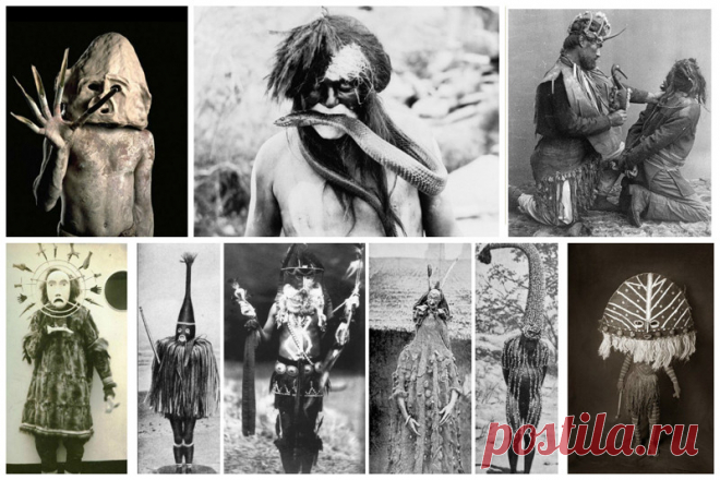 Поразительные шаманские атрибуты в исторических фотографиях (25 фото) | Чёрт побери Согласно религиозным верованиям шаманизма, человек, способный в состоянии транса общаться с духами и излечивать болезни. Шаманское облачение, как и бубен, было индивидуальным, принадлежащим лично шаману культовым предметом, позволявшим осуществлять обрядовые действия и, воссоздавая образ зверя, птицы призван был внушать уважение и ужас.    Индийский шаман    Шаманы американских индейцев    ...