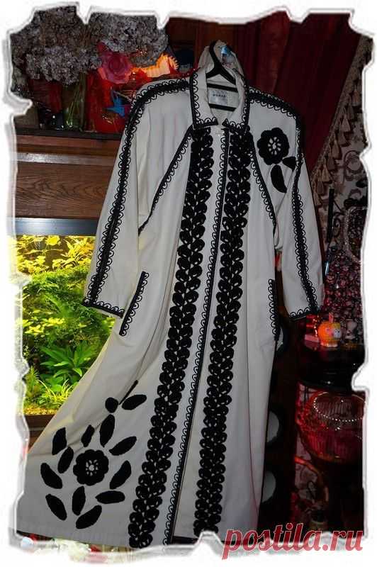 Отделка ажуром белого плаща от Софи.16.03.15