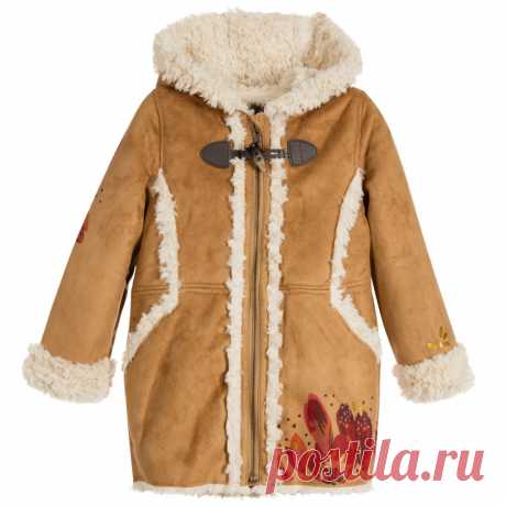 Catimini - Girls Beige Synthetic Sheepskin Coat | Childrensalon