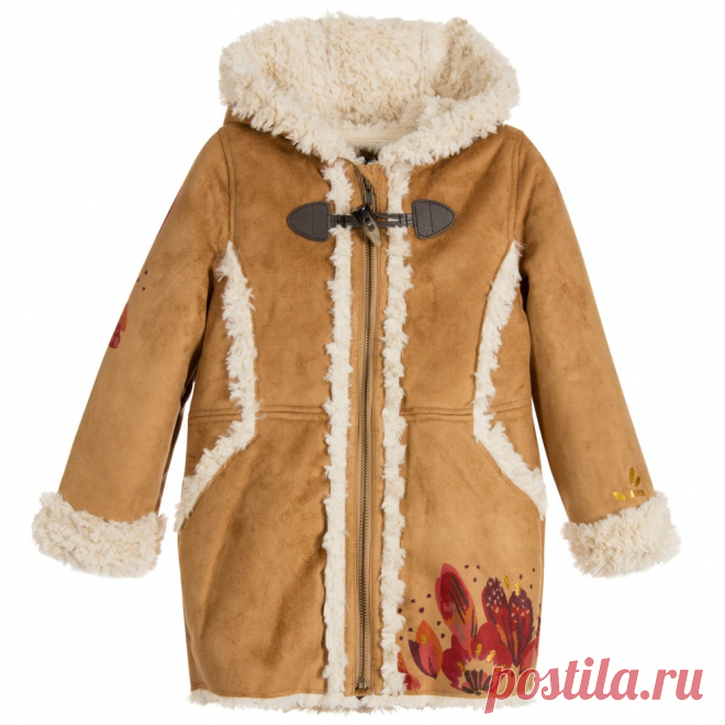 Catimini - Girls Beige Synthetic Sheepskin Coat | Childrensalon