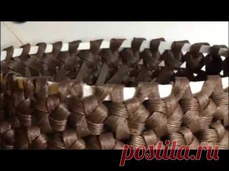 (8) クラフトバンドで作る花結びカゴ⑤　差し紐の足し方 Hanamusubi basket to make with craftband - YouTubeКорзина с цветочным узлом, изготовленная из ленты для рукоделия ⑦